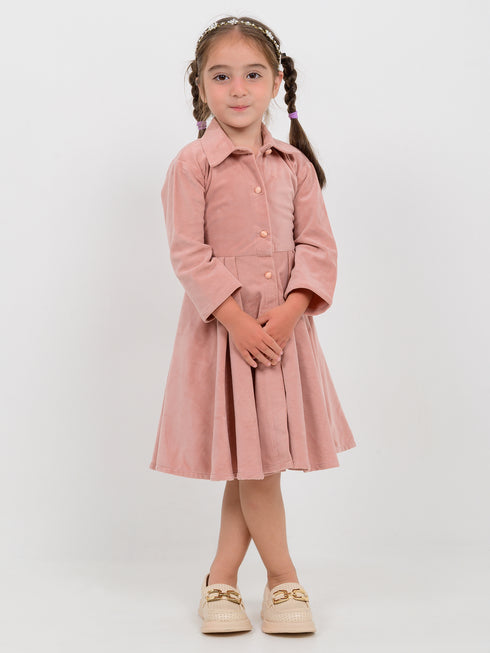 The Graceful Velvet Frock (Light Peach)